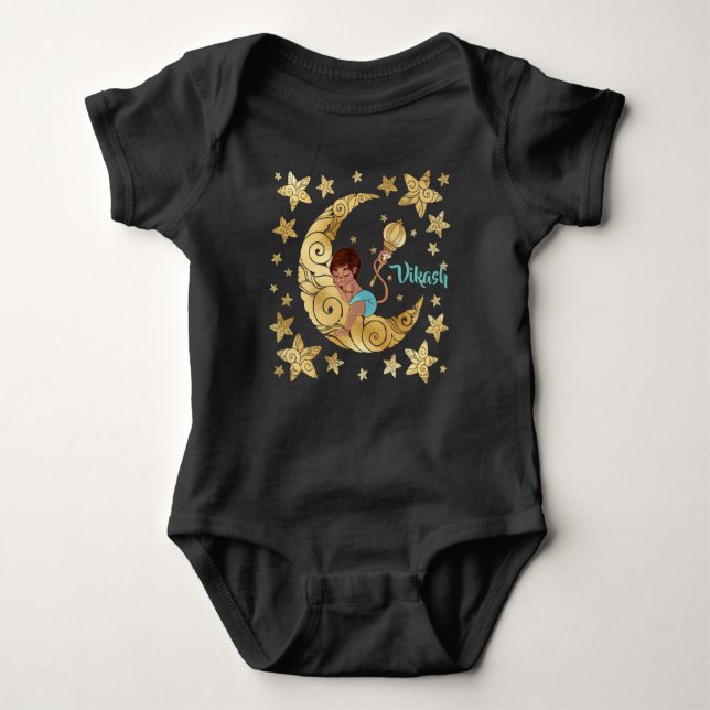 Baby Hanuman sleeping on the moon between the star Bodysuit (Front)