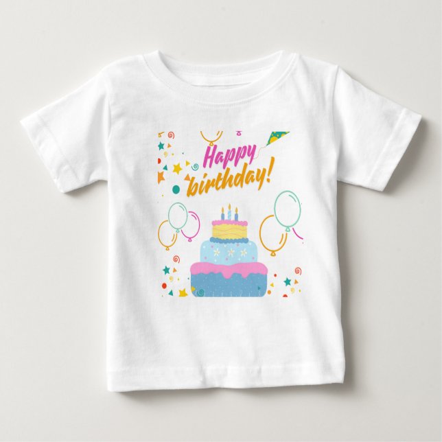 Baby Happy Birthday Printable T-Shirt Gift Design (Front)