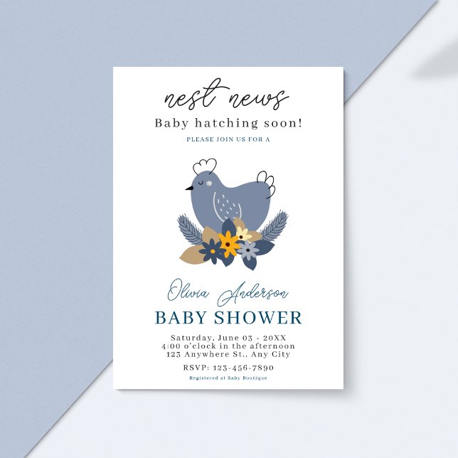 Baby Hatching soon Chicken Flowers Baby Shower  Invitation (Creator Uploaded)