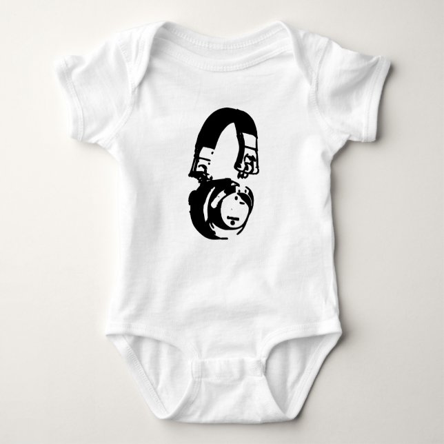 Baby Headphones one peice DJ House Music edm Baby Bodysuit (Front)