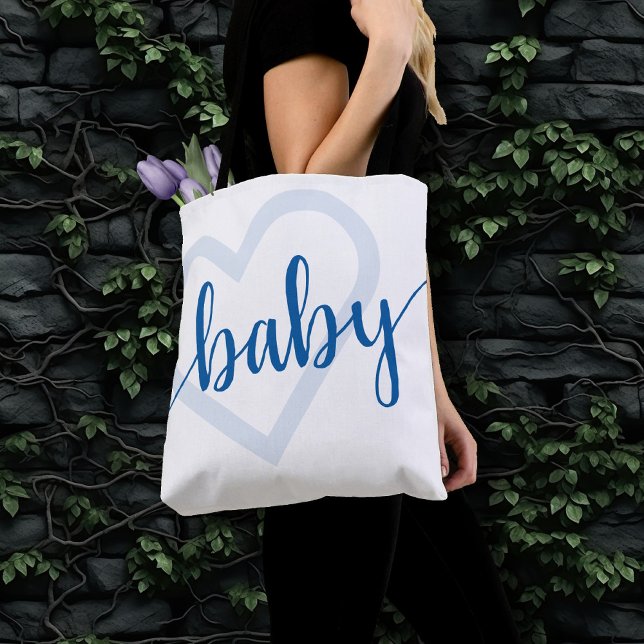 Baby Heart | Cerulean Blue Classic Flourish Script Tote Bag (Creator Uploaded)