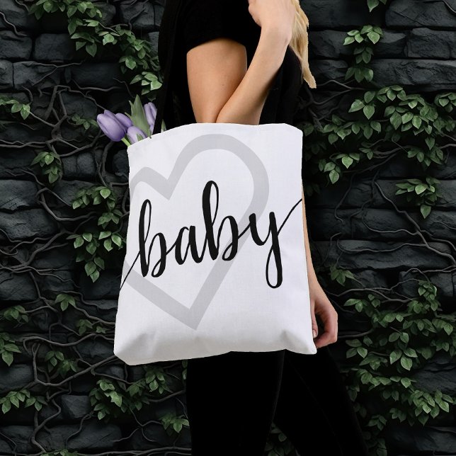 Baby Heart | Classic Black Flourish Script Tote Bag (Creator Uploaded)