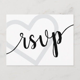 Baby Heart   Classic Black Shower RSVP Entree Postcard