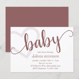 Baby Heart Desert Rose Flourish Shower or Reveal Invitation