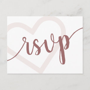 Baby Heart   Desert Rose Taupe Script RSVP Entree Postcard
