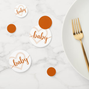 Baby Heart   Fall Burnt Orange Flourish Script  Confetti