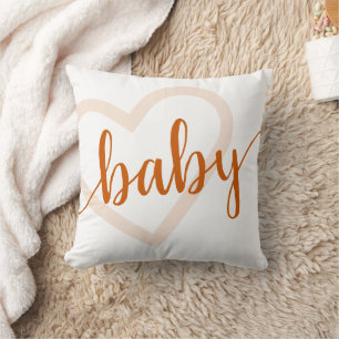 Baby Heart   Fall Burnt Orange Flourish Script Cushion