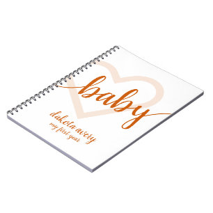 Baby Heart Fall Burnt Orange Flourish Script Notebook