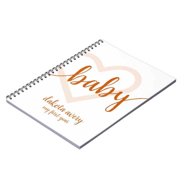Baby Heart | Fall Burnt Orange Flourish Script Notebook (Left Side)