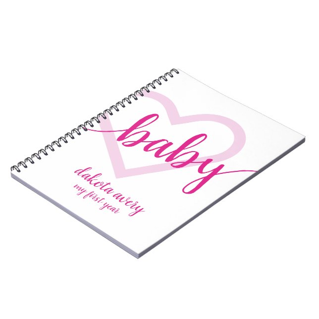 Baby Heart | Hot Pink Magenta Flourish Script Notebook (Left Side)