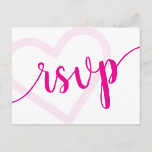 Baby Heart Hot Pink Shower or Reveal Response Postcard