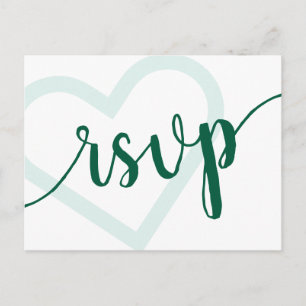 Baby Heart   Hunter Green Shower RSVP Entree Postcard