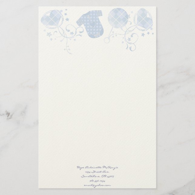 Baby Heart Rattle Argyle Onsie Pink Stationery (Front)