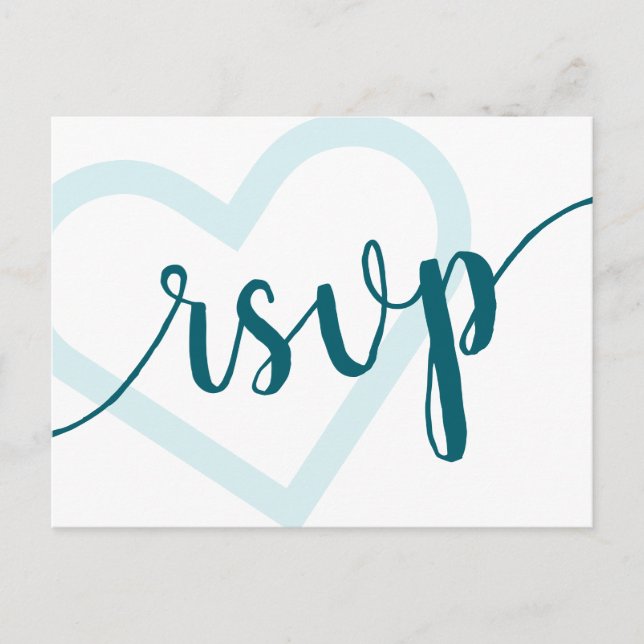 Baby Heart | Teal Dark Midnight Green RSVP Meal Postcard (Front)