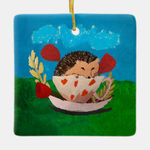 Baby Hedgehog Ceramic Ornament