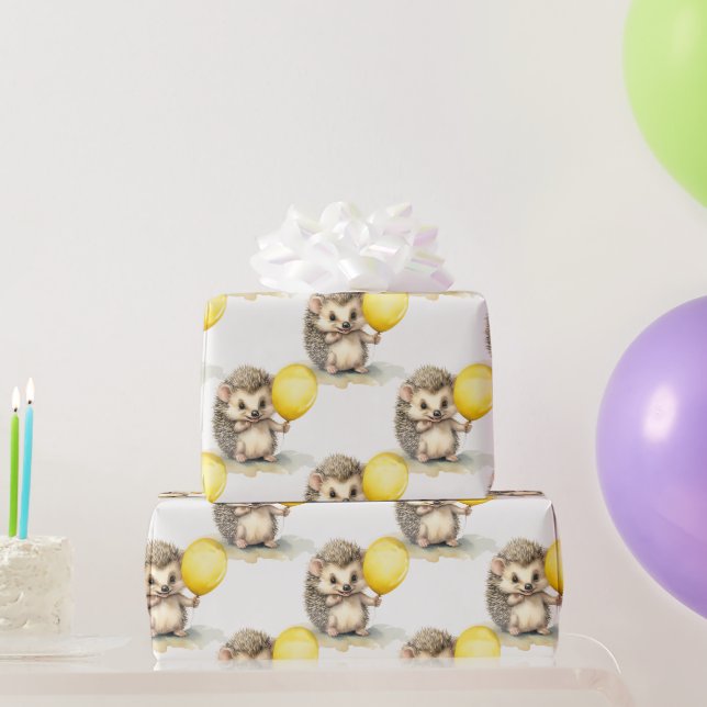 Baby Hedgehog Gender Neutral Birthday Wrapping Paper (Party Gifts)