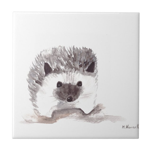baby hedgehog rustic vintage kitchen tile (Front)