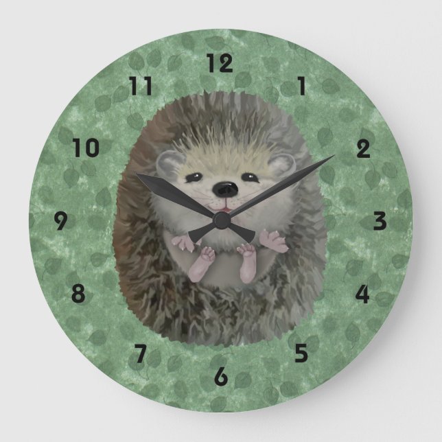 Baby Hedgehog Wall Clock (Front)