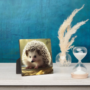 Baby Hedgehog Wildlife Portrait Tabletop Plaque