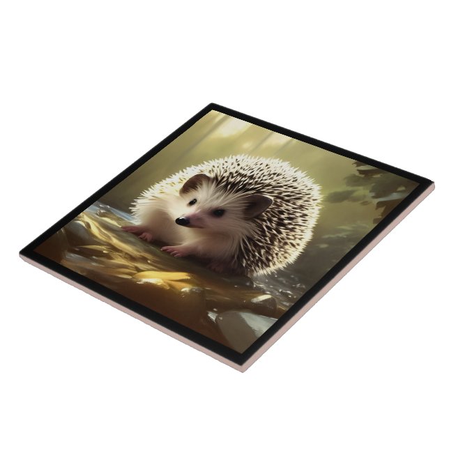 Baby Hedgehog Wildlife Portrait   Tile (Side)