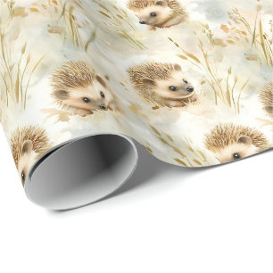 Baby hedgehogs wrapping paper