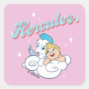 Baby Hercules and Pegasus on a Cloud Square Sticke Sticker