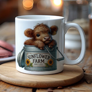Baby Highland Cow Sunflower Farm Coffee Mug