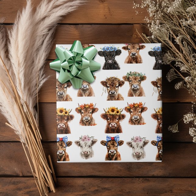 Baby Highland Cows Shower Birthday Wrapping Paper (Creator Uploaded)