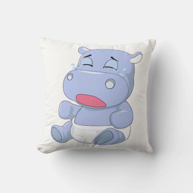 Baby Hippo Crying Cushion (Front)