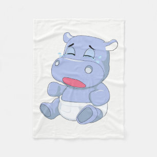 Baby Hippo Crying Fleece Blanket