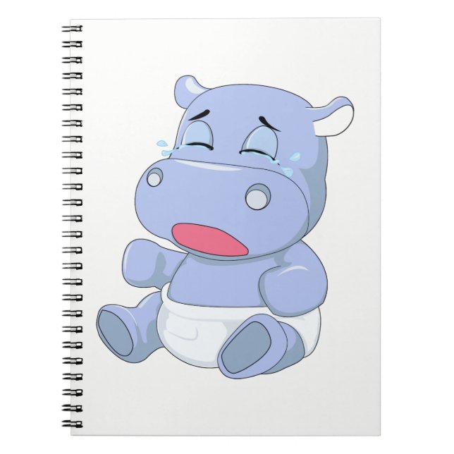 Baby Hippo Crying Spiral Notebook (Front)