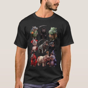 Baby Hippo Ghost Zombie Witch Vampire Halloween Co T-Shirt