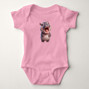 Baby Hippo Hippopotamus Cute Chibi Baby Bodysuit