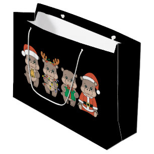 Baby Hippo Moo Deng Christmas Large Gift Bag
