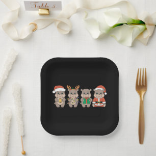 Baby Hippo Moo Deng Christmas Paper Plate