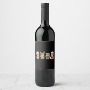 Baby Hippo Moo Deng Christmas Wine Label