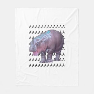 Baby Hippo Moo Deng Tank Top Fleece Blanket