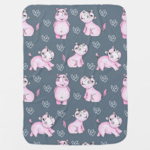 Baby Hippo nursery blanket