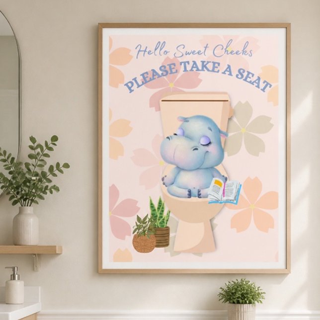 Baby Hippo Sweet Cheeks Take a Seat Poster (Creator Uploaded)