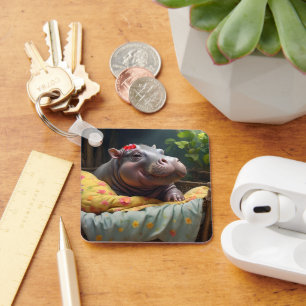 Baby Hippo Zena In A Big Basket, Key Ring