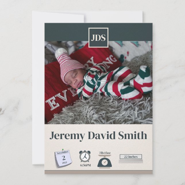 Baby Holiday Birth Announcement  (Front)