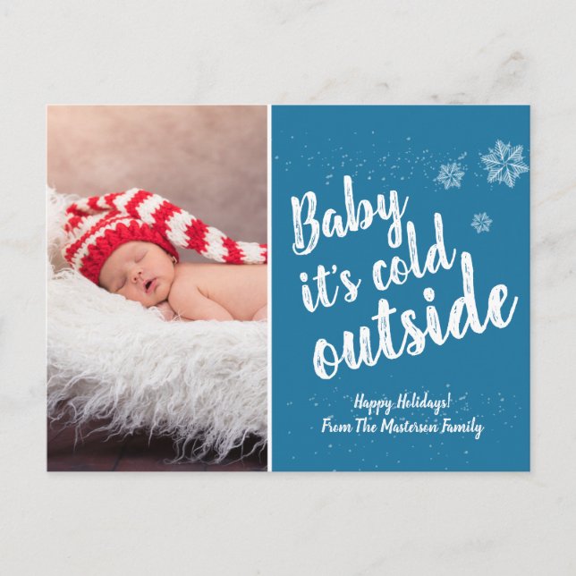 Baby Holiday birth announcement Snowy Christmas (Front)