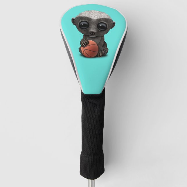 Baby Honey Badger Playing With Basketball Golf Head Cover (Front)
