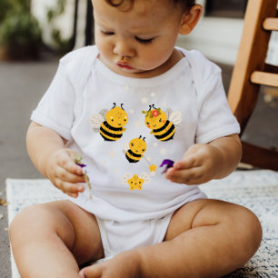 Baby Honey Bees Yellow Stars Baby Bodysuit