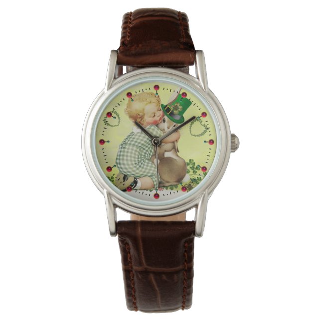 BABY HUGGING RABBIT IRISH ST. PATRICK'S DAY PARTY WATCH (Front)