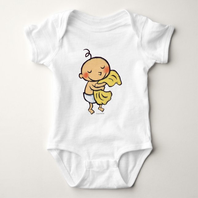 Baby Hugging Soft Yellow Blanket Bodysuit (Front)