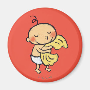 Baby Hugging Soft Yellow Blanket Magnet