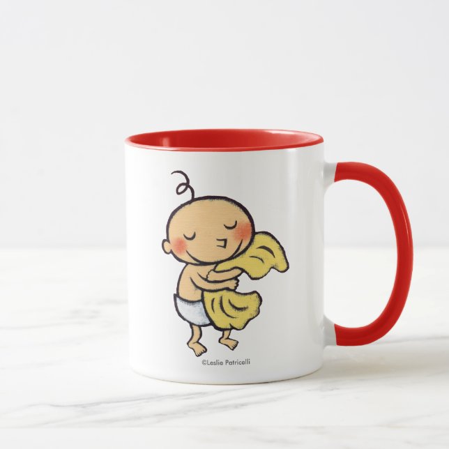 Baby Hugging Soft Yellow Blanket Mug (Right)