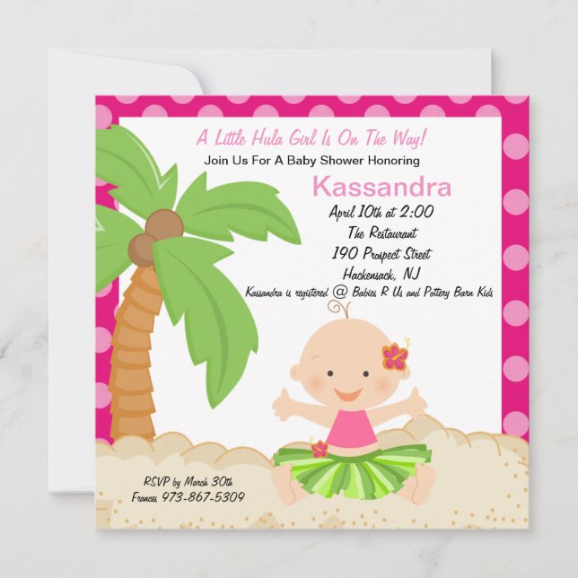 Baby Hula Girl  Baby Shower Invitation (Front)