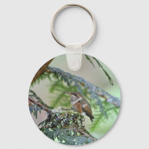 Baby Hummingbird Sticking Out Its Tongue Key Ring